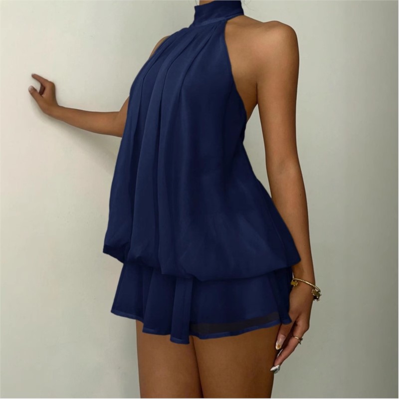 Y2K Backless Halter Mini Dress - 홀터넥 미니 드레스 여름 백리스 타이