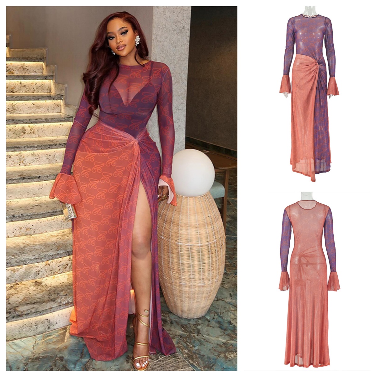 Sexy Mesh Sheer Bodycon Dress - Y2K 레트로 섹시 여성 시스루 메쉬
