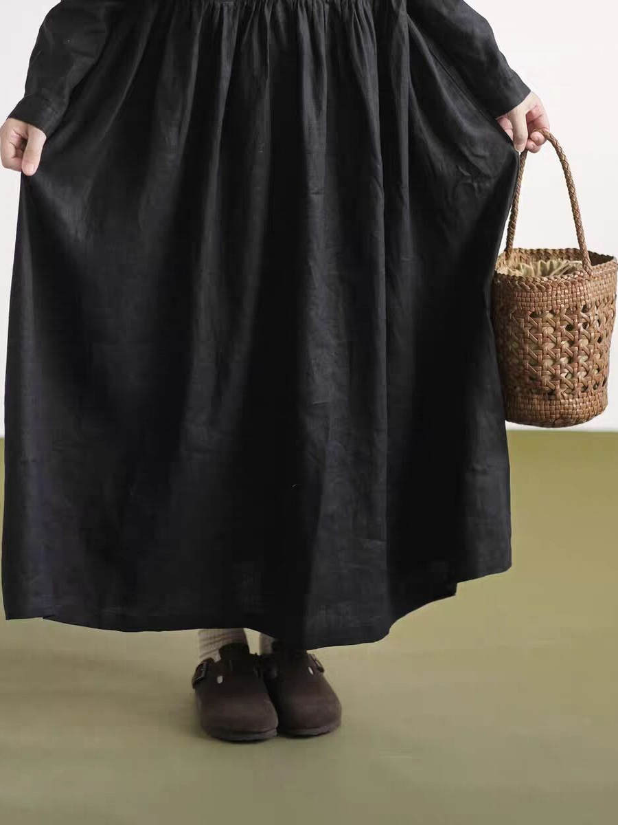 블랙 레이스 칼라 긴팔 리넨 드레스 여성 가을 신상 슬 - Casual Loose Linen Shirt Dress 리뷰 및 가격