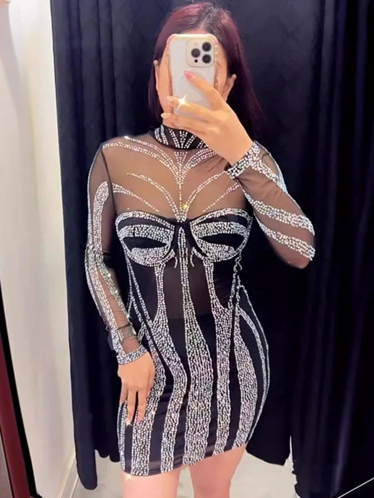 반짝이는 다이아몬드 라인석 여성 생일 원피스, 우아한  - Sparkly Rhinestone Club Party Dress 리뷰 및 가격