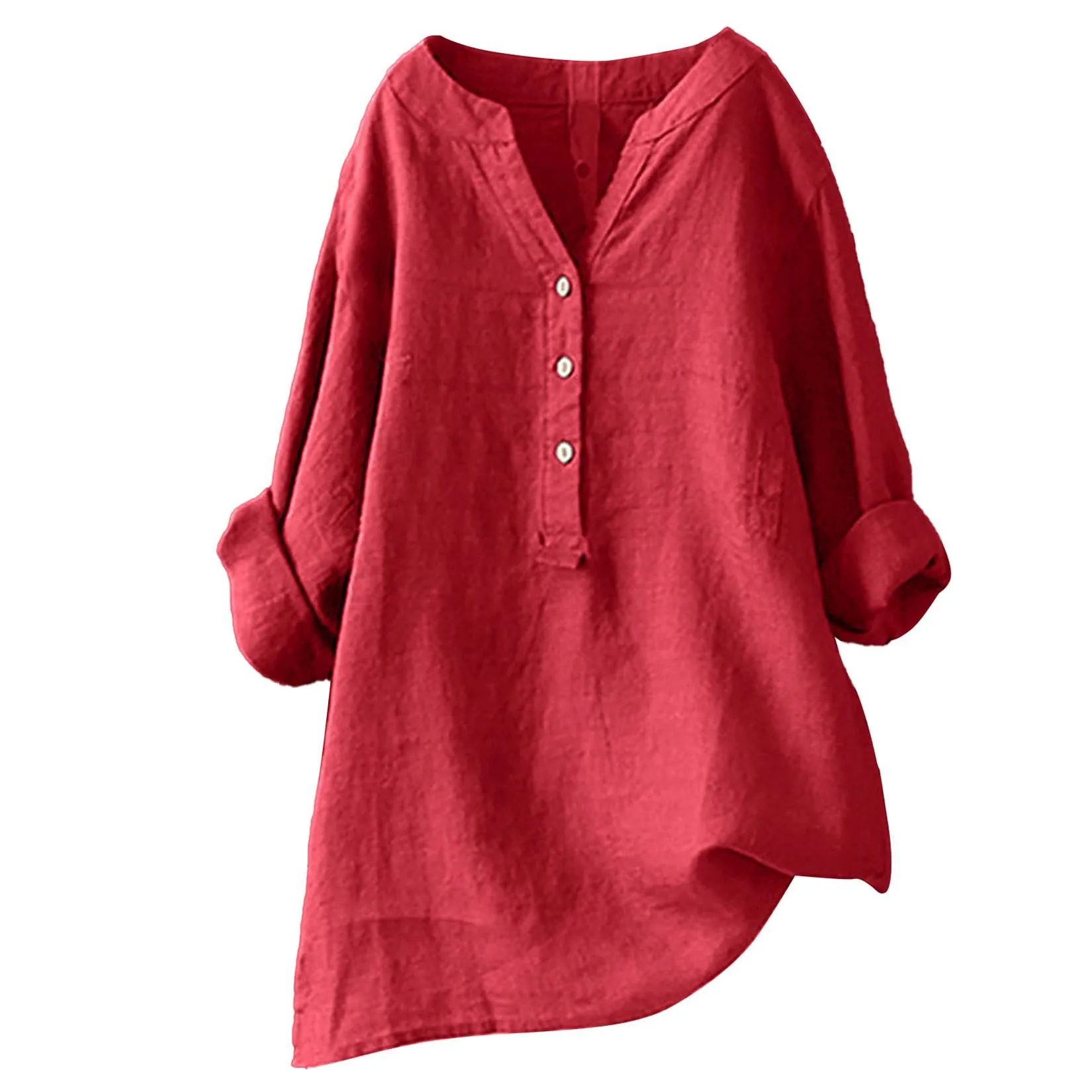 남녀공용 면 혼방 블라우스, 봄/여름용, 버튼 장식,  - Casual Loose Linen Shirt Dress 리뷰 및 가격