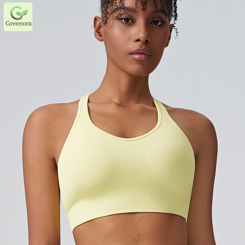 그린오라 여성용 심리스 리브드 스포츠 브라, 연노랑 패 - Seamless Ribbed Workout Tank Top 리뷰 및 가격