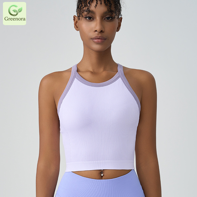 그린오라 리브드 요가 크롭탑 여성용 콘트라스트 트림 짐 - Seamless Ribbed Workout Tank Top 리뷰 및 가격