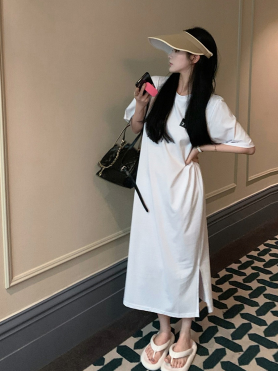 블랙 반팔 티셔츠 드레스 여성 여름 루즈핏 미디 무릎  - Korean Style A Line Shirt Dress 리뷰 및 가격
