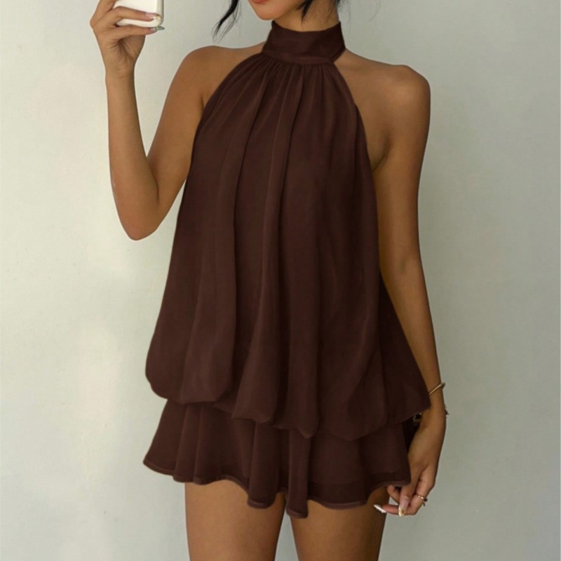 홀터넥 미니 드레스 여름 백리스 타이 프론트 시폰 시스 - Y2K Backless Halter Mini Dress 리뷰 및 가격