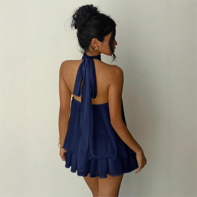 홀터넥 미니 드레스 여름 백리스 타이 프론트 시폰 시스 - Y2K Backless Halter Mini Dress 리뷰 및 가격