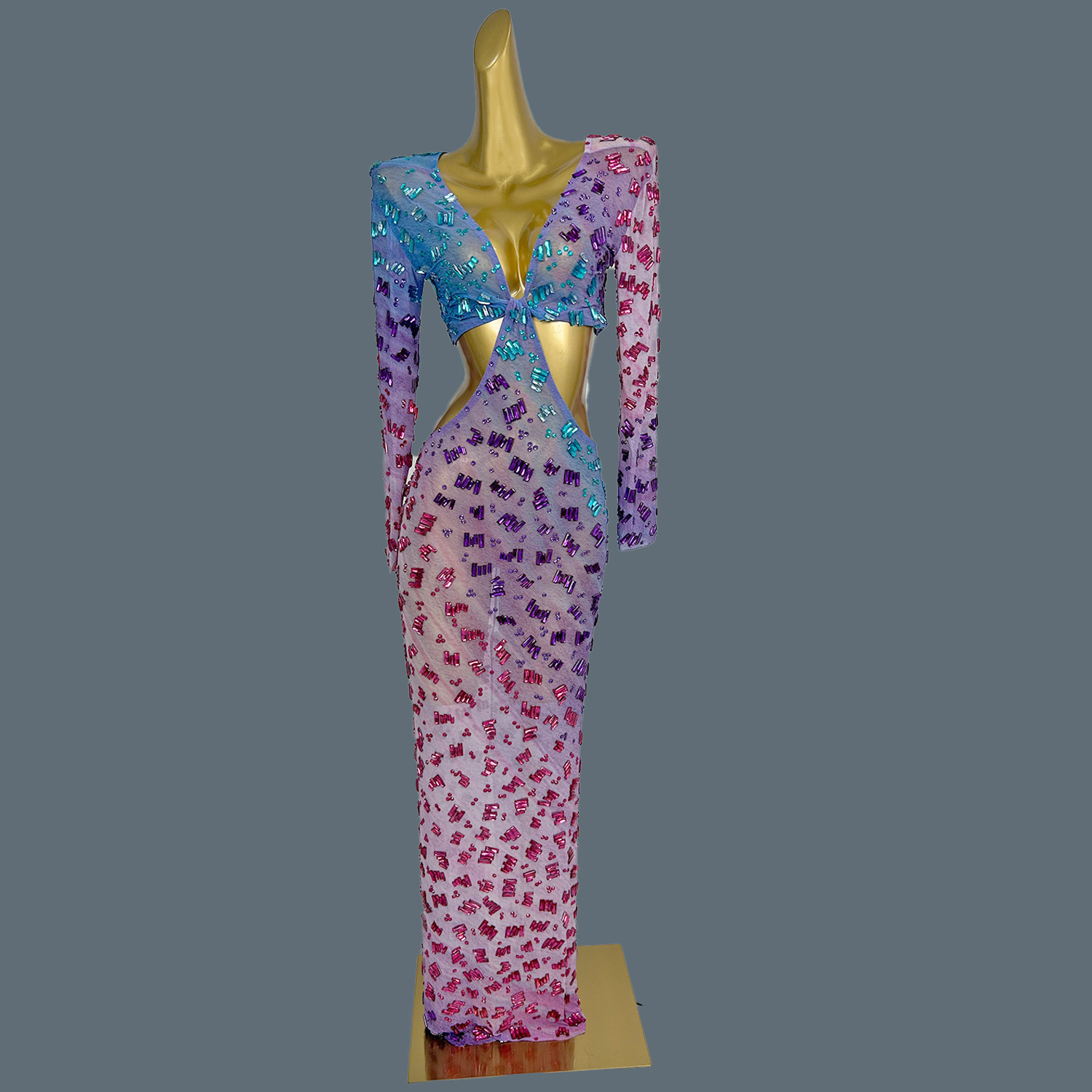반짝이는 라인스톤 딥 V넥 롱 드레스 여성 섹시 시스루 - Sparkly Rhinestone Club Party Dress 리뷰 및 가격